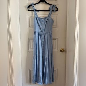 Urban Outfitters Blue Midi Linen Blend Dress